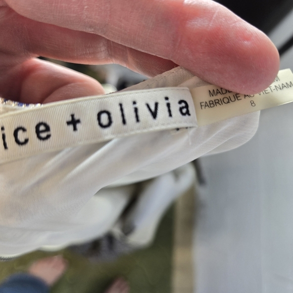 Alice + Olivia Varita Metallic Jacquard Cut Out Fit Flare Dress - Picture 6 of 13